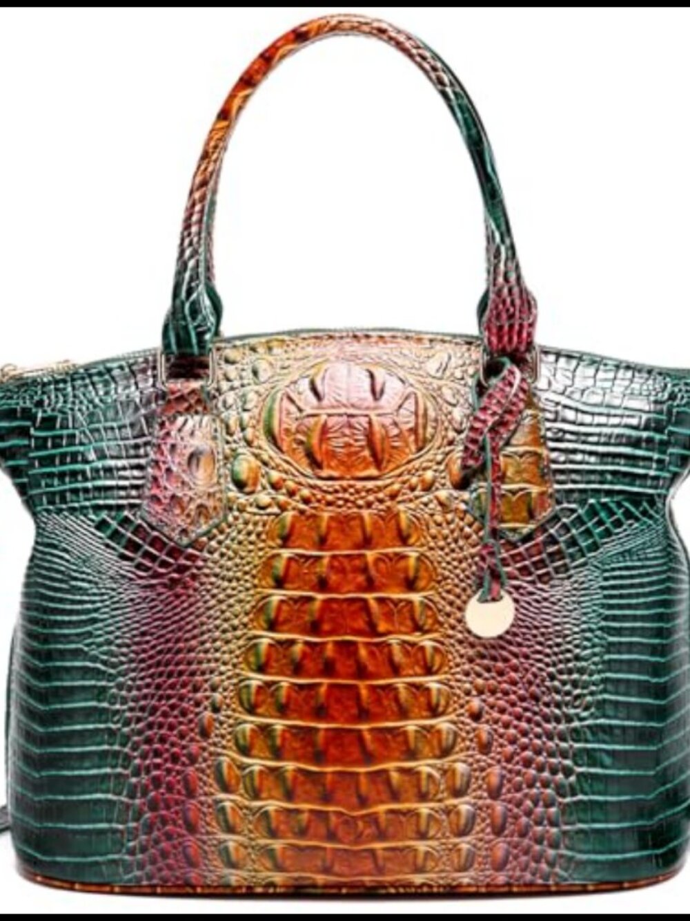 Vegan Leather Crocodile Satchel Handbag with Shoulder Strap